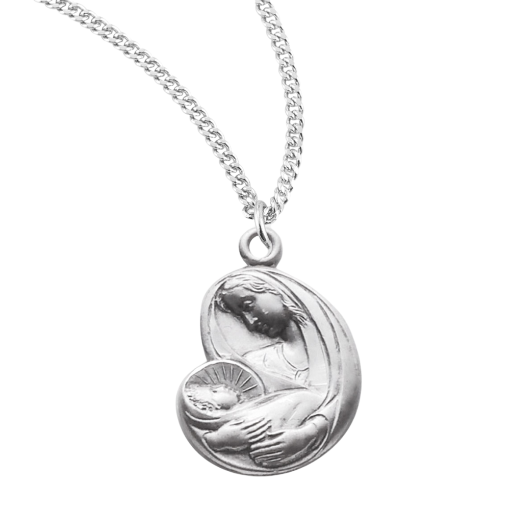 Sterling Silver Mother and Child Medal, Catholic Gift, Made in USA