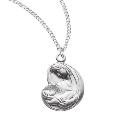 Sterling Silver Mother and Child Medal, Catholic Gift, Made in USA