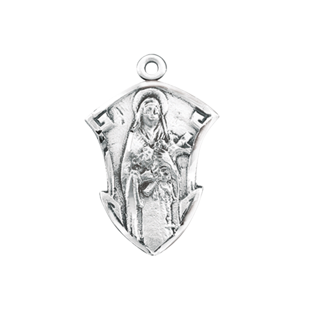 Saint Therese of Lisieux Sterling Silver Medal Pendant — 18" Chain, Made in USA