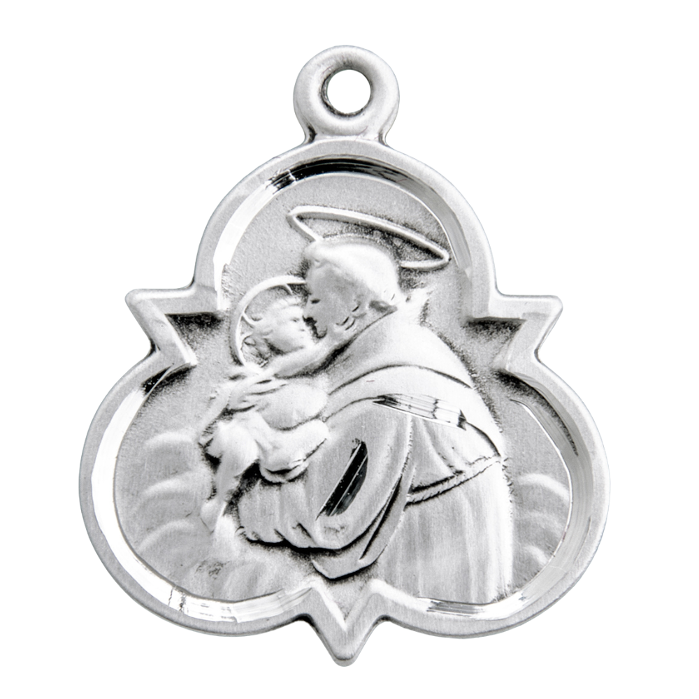 Saint Anthony Sterling Silver Medal Pendant Necklace — 18" Chain, Gift Box
