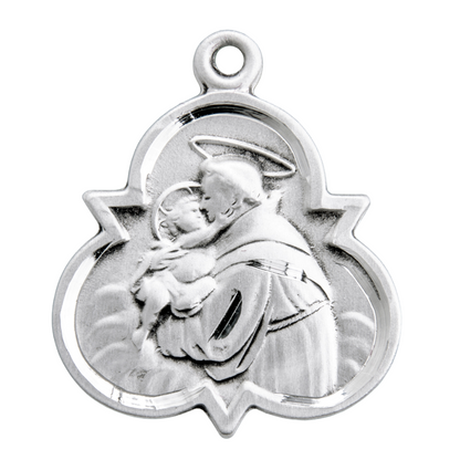 Saint Anthony Sterling Silver Medal Pendant Necklace — 18" Chain, Gift Box