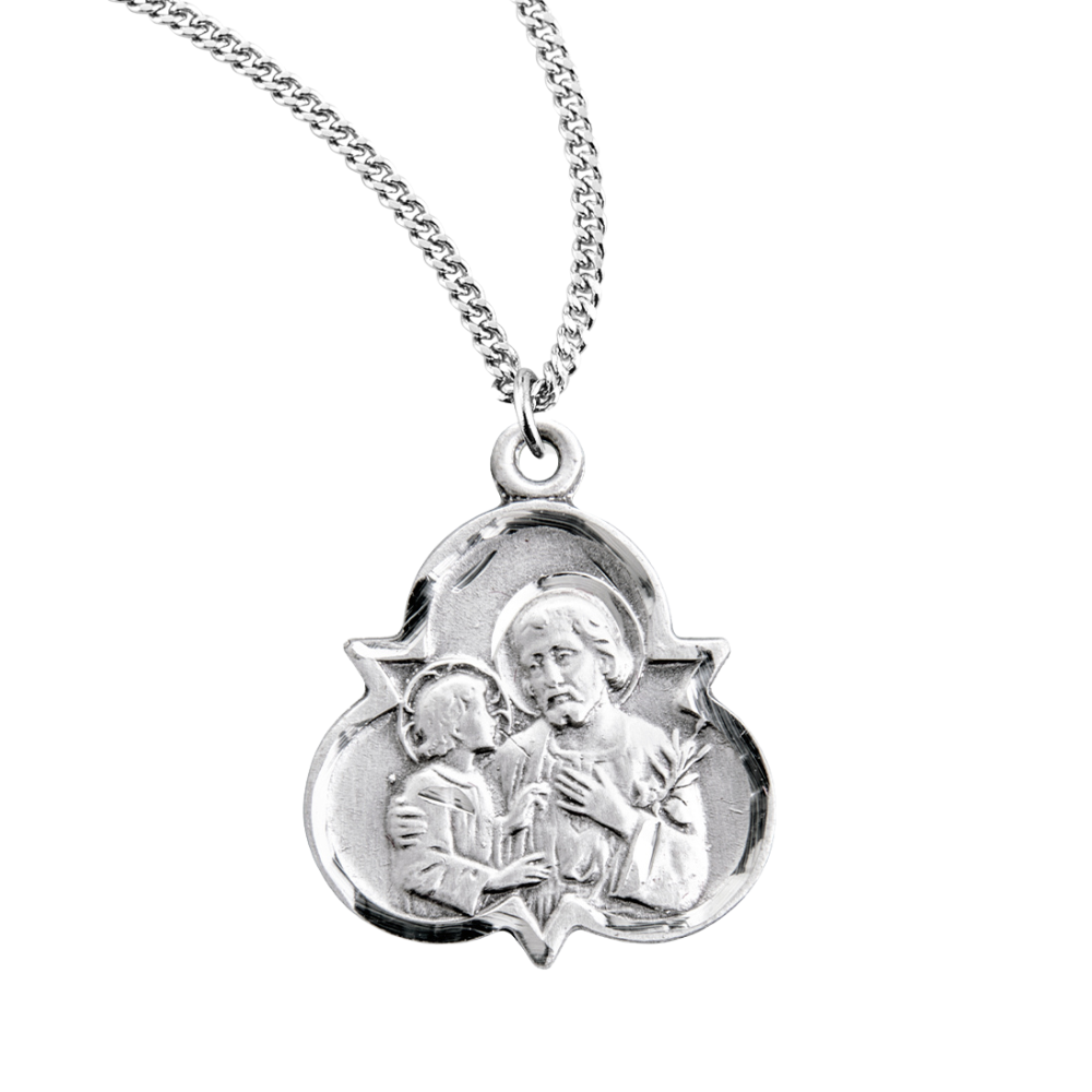 Saint Joseph Sterling Silver Trinity Symbol Medal, Catholic Gift, Made in USA