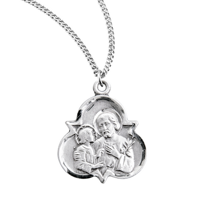 Saint Joseph Sterling Silver Trinity Symbol Medal, Catholic Gift, Made in USA