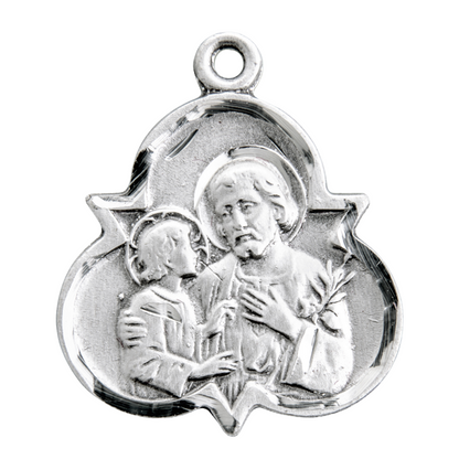 Saint Joseph Sterling Silver Trinity Symbol Medal — 18" Chain, Gift Box