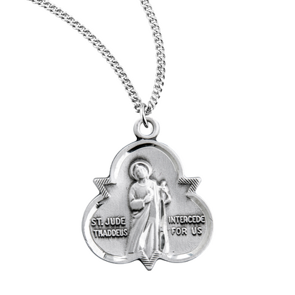 Saint Jude Thaddeus Sterling Silver Trinity Symbol Medal, Catholic Gift, Made in USA