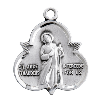 Saint Jude Thaddeus Sterling Silver Trinity Symbol Medal Necklace — 18" Chain