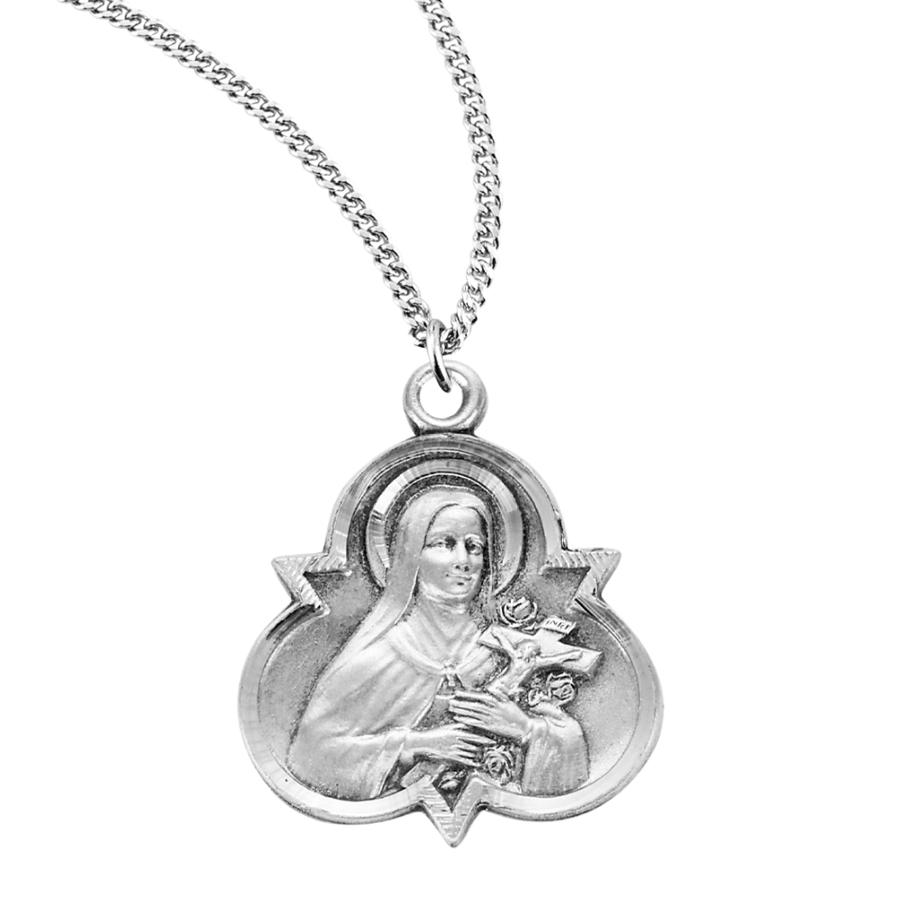 Saint Therese of Lisieux Sterling Silver Trinity Medal, Catholic Gift, Made in USA