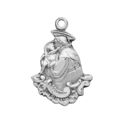 Saint Anthony Sterling Silver Medal Pendant — 18" Chain, Gift Box Included