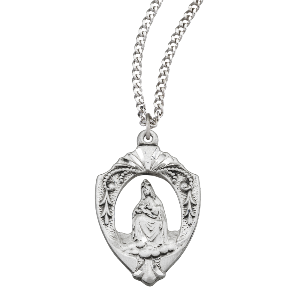 7/8" English Version Sterling Silver Our Lady Of LaLeche Medal, Catholic Gift, Made in USA