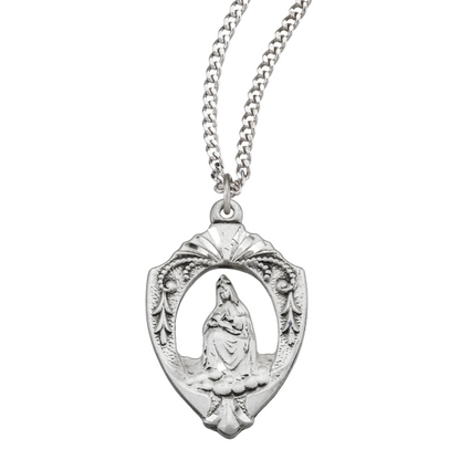7/8" English Version Sterling Silver Our Lady Of LaLeche Medal, Catholic Gift, Made in USA