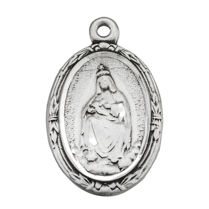 Our Lady of La Leche Sterling Silver Oval Medal Necklace — 18" Chain, Gift Box