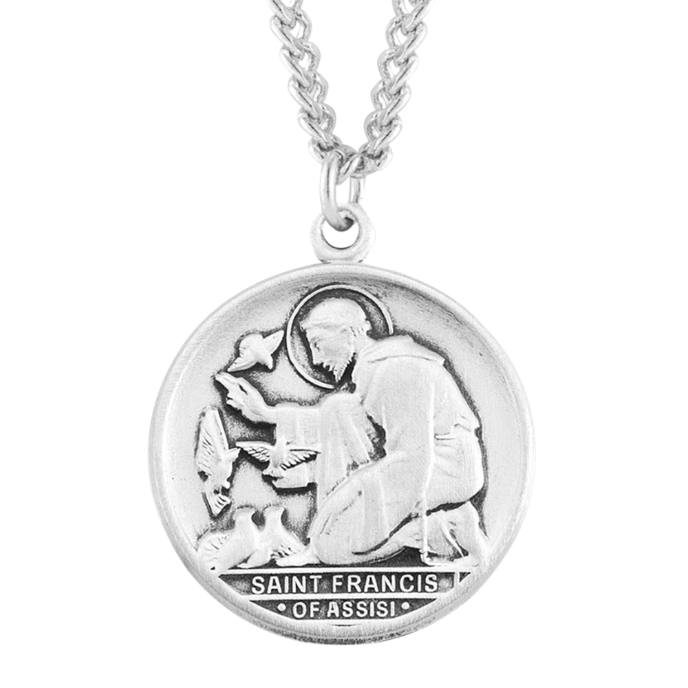Saint Francis of Assisi Round Sterling Silver Medal, Catholic Gift, Made in USA