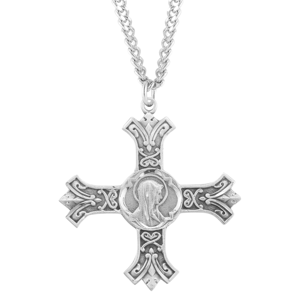 Sterling Silver Madonna Cross, Catholic Gift, Made in USA
