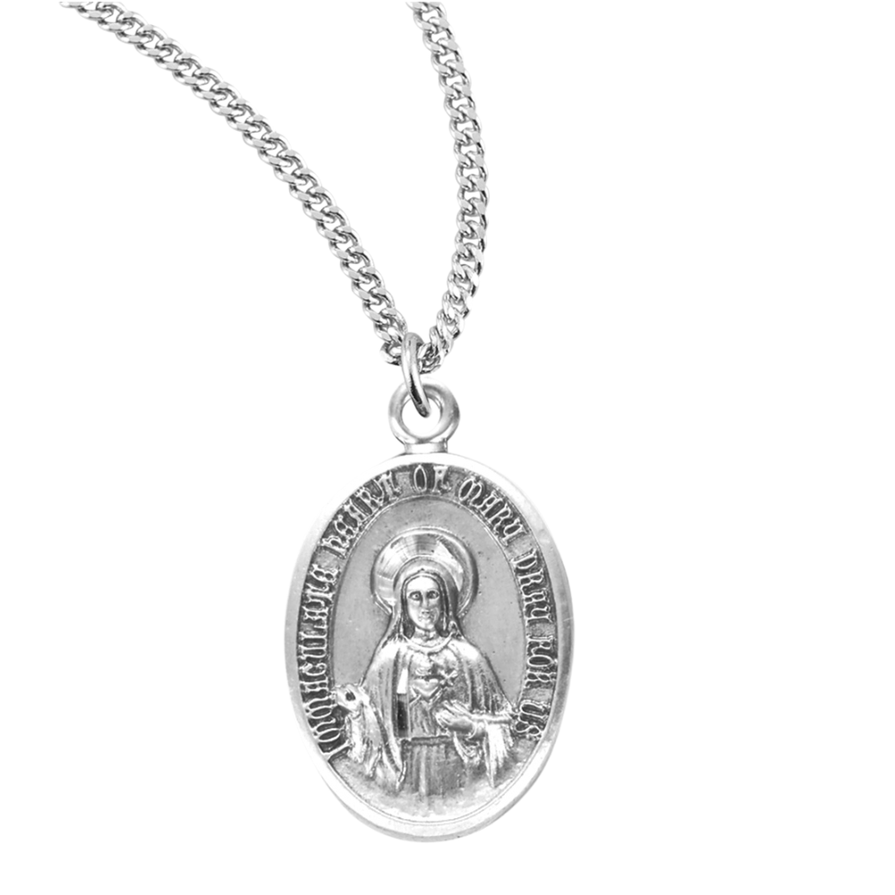 Sterling Silver I.H.M w/S.H.J. Back, Catholic Gift, Made in USA