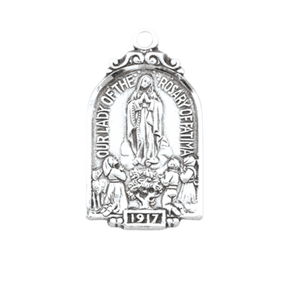Our Lady of Fatima 16kt Gold Over Sterling Silver Arch Medal — 18" Chain