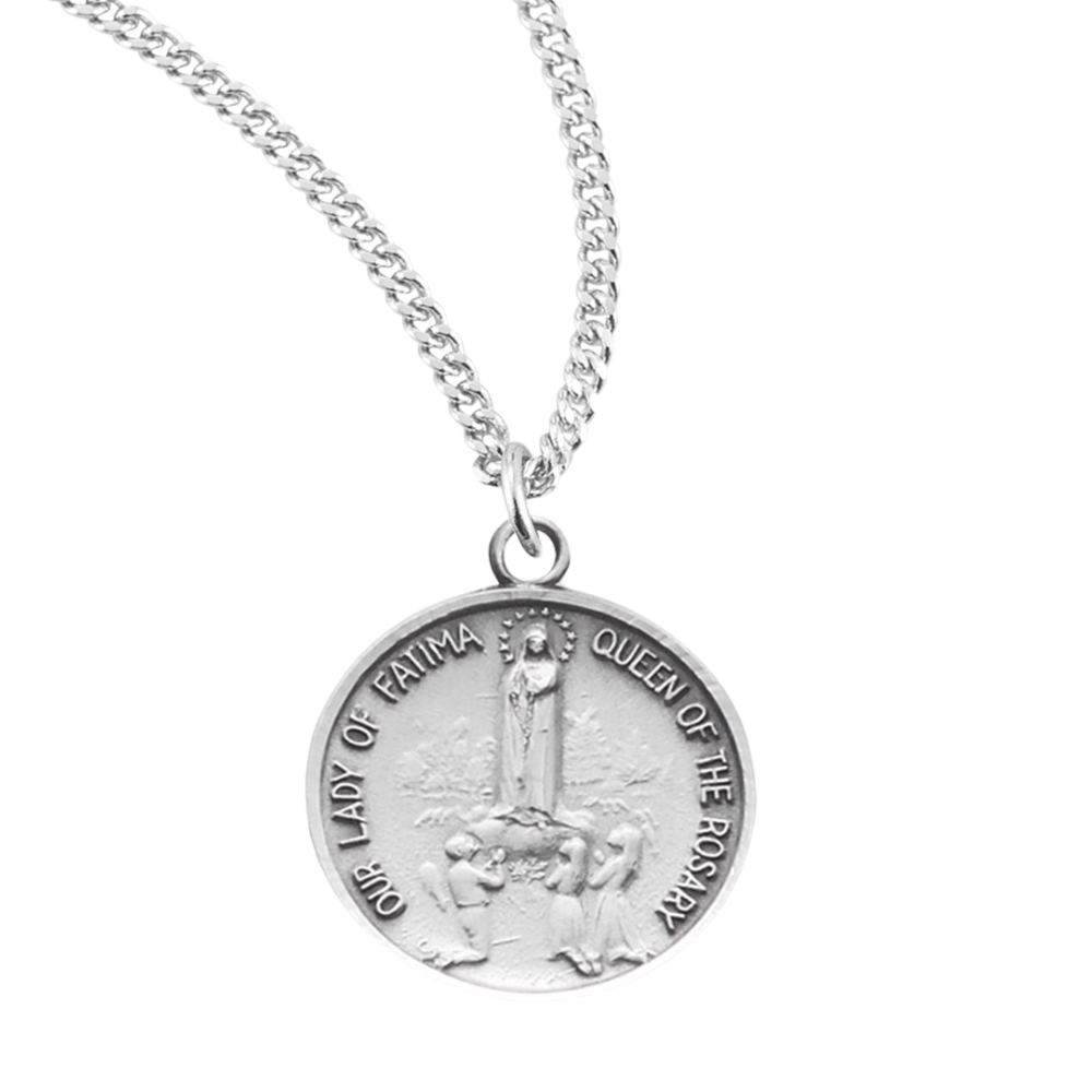 Sterling Silver Round O.L. of Fatima, Catholic Gift, Made in USA