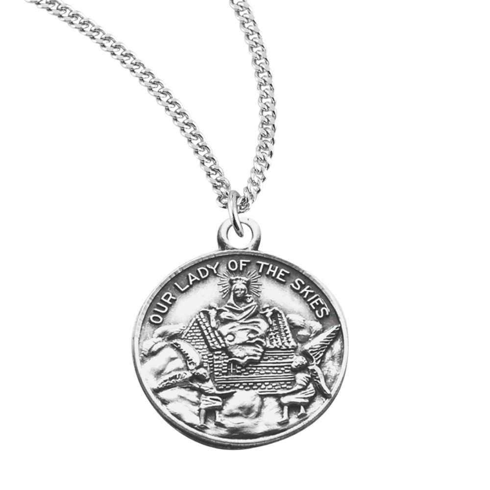 Sterling Silver Round O. L. of Loretto, Catholic Gift, Made in USA