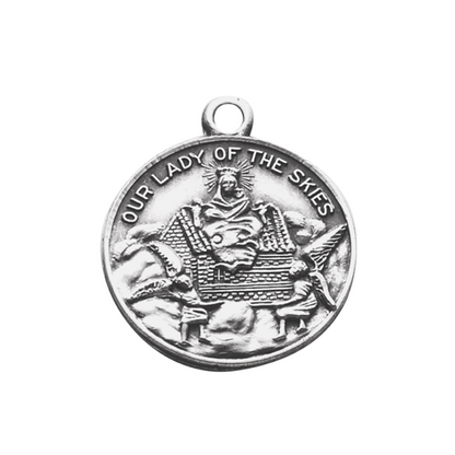 Our Lady of Loretto Sterling Silver Medal Necklace — 18" Chain, Gift Box Included