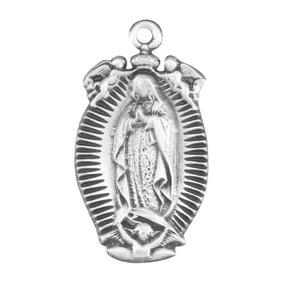 Our Lady of Guadalupe Sterling Silver Medal Pendant — 18" Chain, Gift Box Included