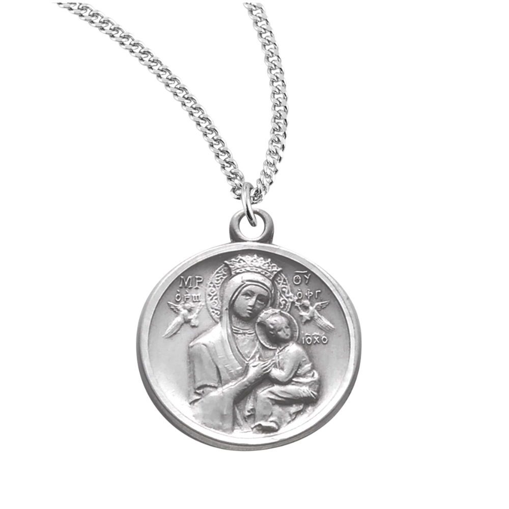 Sterling Silver Round O.L. of Perpetual Help, Catholic Gift, Made in USA
