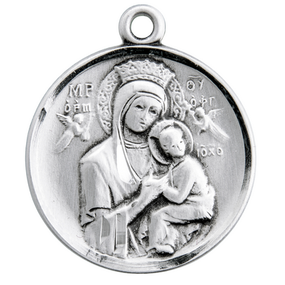 Our Lady of Perpetual Help Sterling Silver Medal — 18" Chain, Gift Box