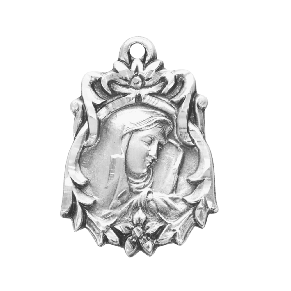 Sorrowful Mother Sterling Silver Pendant Necklace - 18 Inch Chain, Made in USA