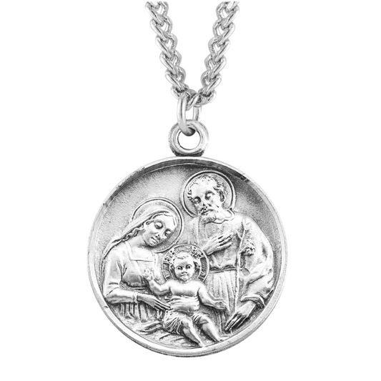 Holy Family Round Sterling Silver Medal, Catholic Gift, Made in USA