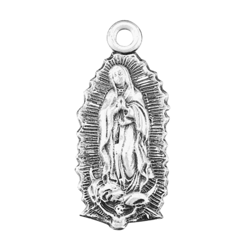 Our Lady of Guadalupe Sterling Silver Medal Pendant — 18" Chain, Gift Box