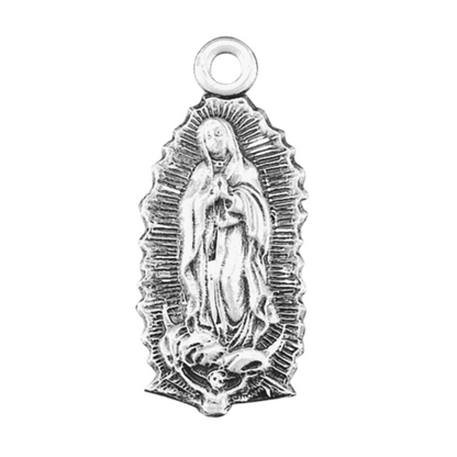 Our Lady of Guadalupe Sterling Silver Medal Pendant — 18" Chain, Gift Box