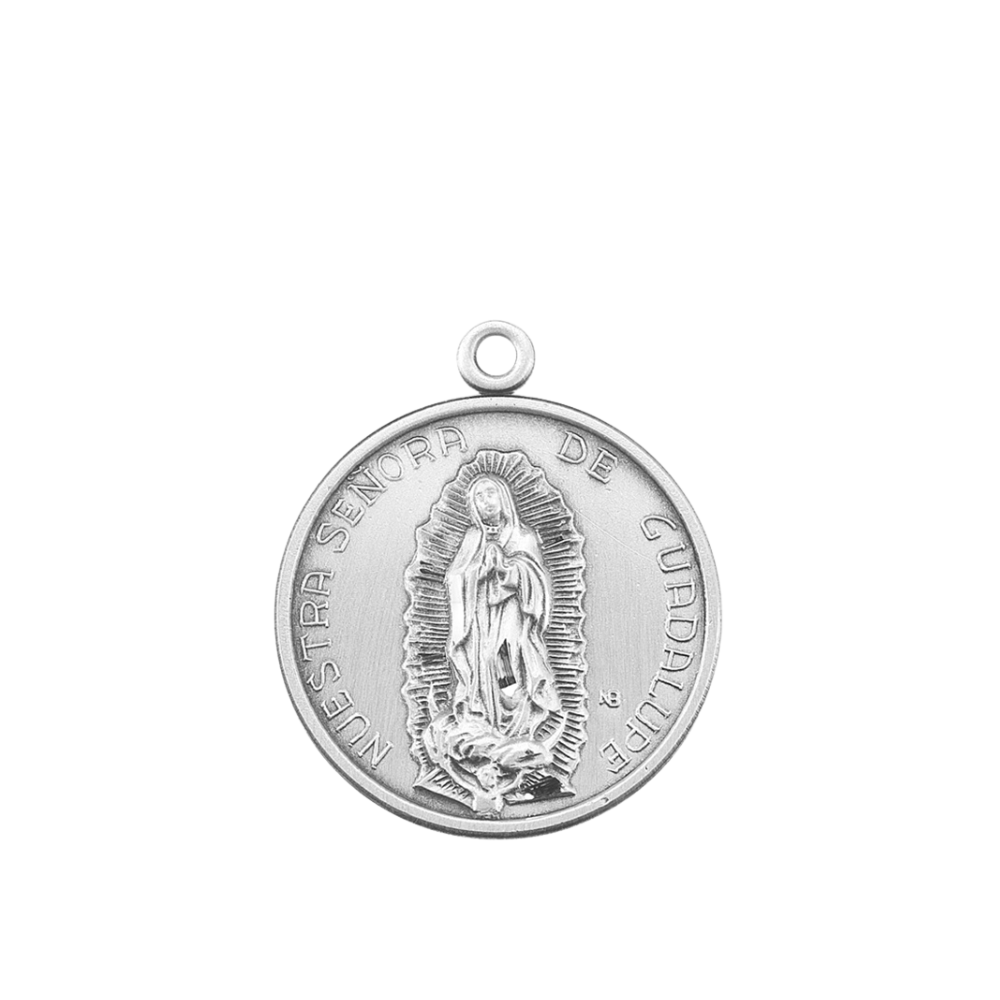 Our Lady of Guadalupe Sterling Silver Pendant — 18" Chain, Gift Box Included