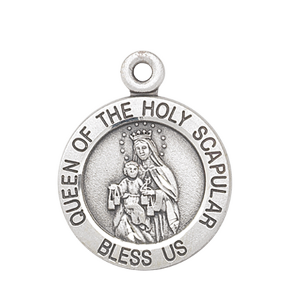 Holy Scapular Sterling Silver Medal Pendant — 18" Chain, Gift Box Included