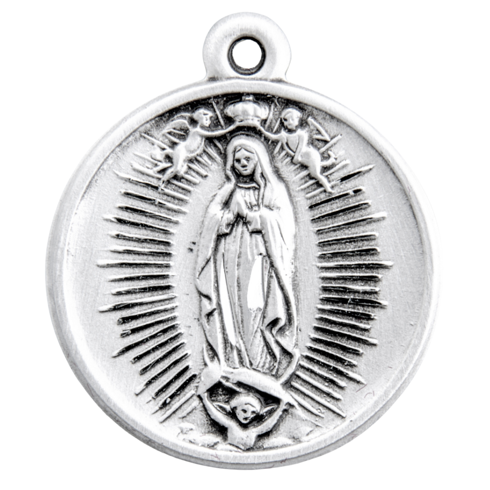Our Lady of Guadalupe Sterling Silver Medal Pendant — 18" Chain, Made in USA