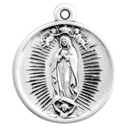 Our Lady of Guadalupe Sterling Silver Medal Pendant — 18" Chain, Made in USA