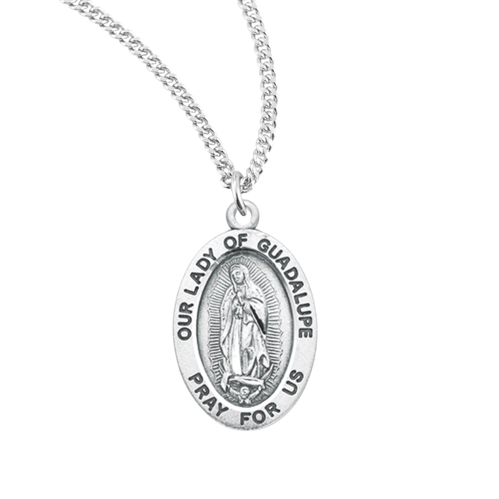 Sterling Silver Oval O.L. Guadalupe, Catholic Gift, Made in USA