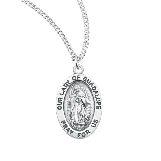 Sterling Silver Oval O.L. Guadalupe, Catholic Gift, Made in USA