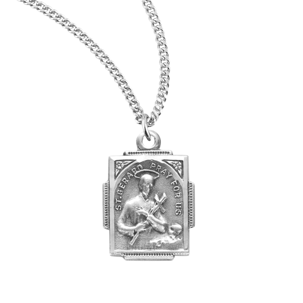Saint Gerard Square Sterling Silver Medal, Catholic Gift, Made in USA
