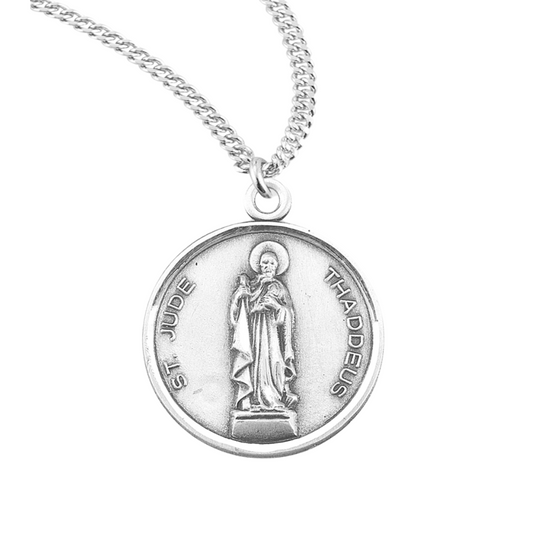 Saint Jude Thaddeus Round Sterling Silver Medal, Catholic Gift, Made in USA