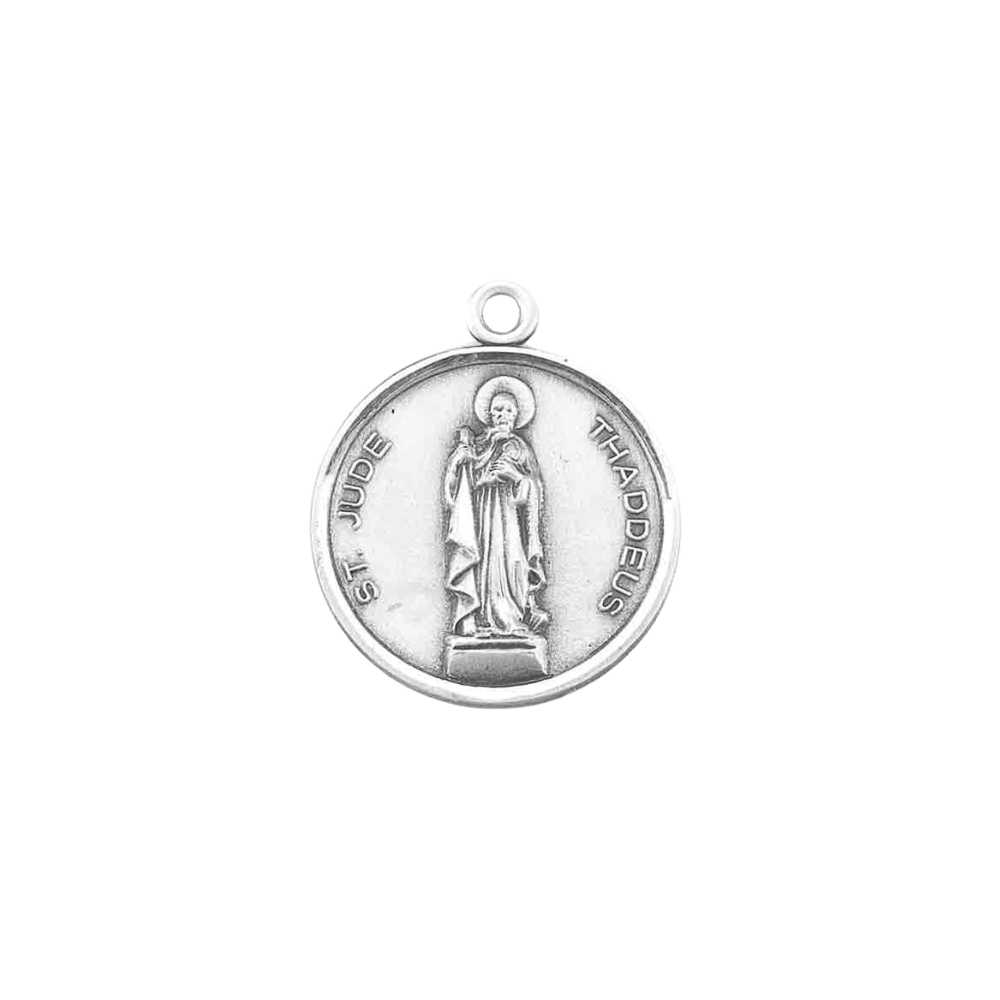 Saint Jude Thaddeus Sterling Silver Medal Necklace — 20" Chain, Made in USA