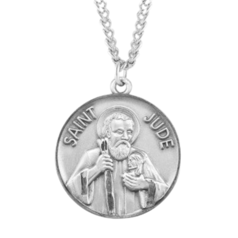 Saint Jude Round Sterling Silver Medal, Catholic Gift, Made in USA
