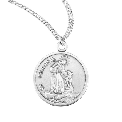 Saint Francis of Assisi Round Sterling Silver Medal, Catholic Gift, Made in USA