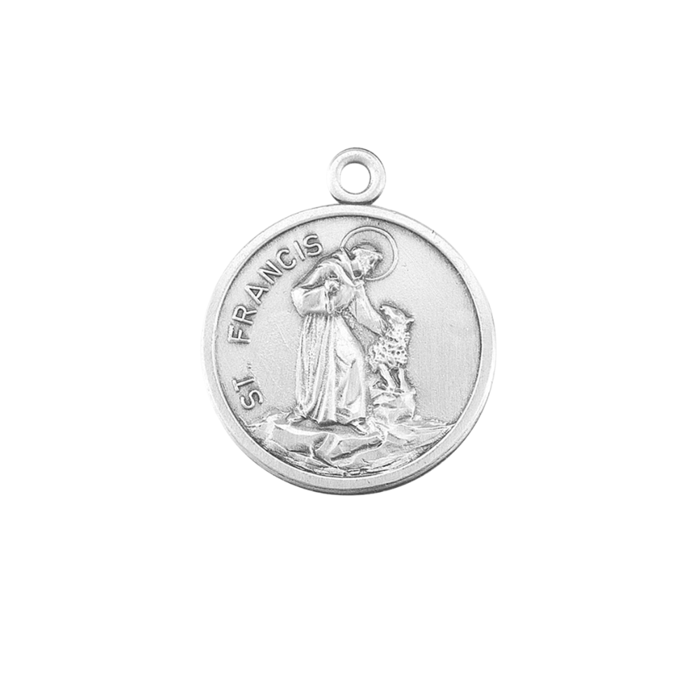 Saint Francis of Assisi Sterling Silver Medal Pendant — 20" Chain, Made in USA