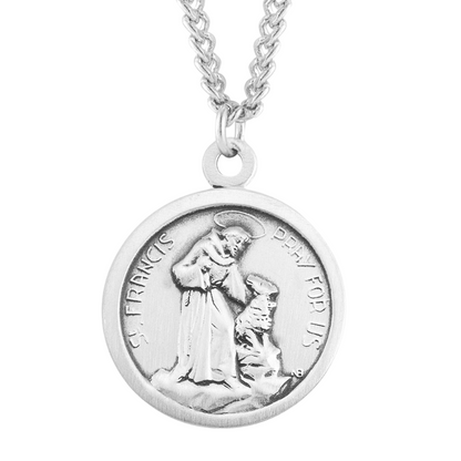 Saint Francis of Assisi Round Sterling Silver Medal, Catholic Gift, Made in USA