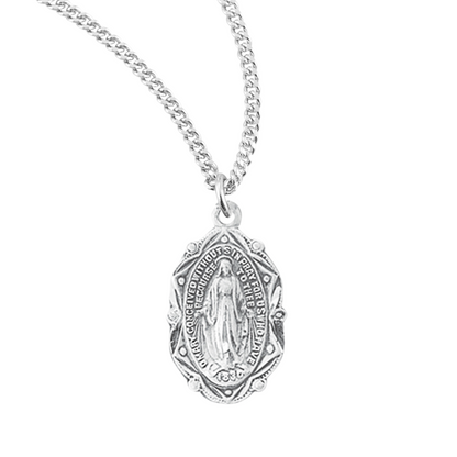 Sterling Silver Oval Miraculous Medal, Catholic Gift, Made in USA