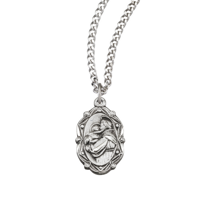 Saint Anthony Oval Sterling Silver Medal, Catholic Gift, Made in USA
