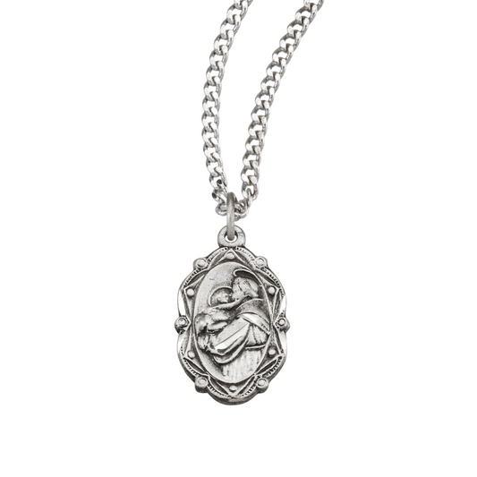 Saint Anthony Oval Sterling Silver Medal, Catholic Gift, Made in USA