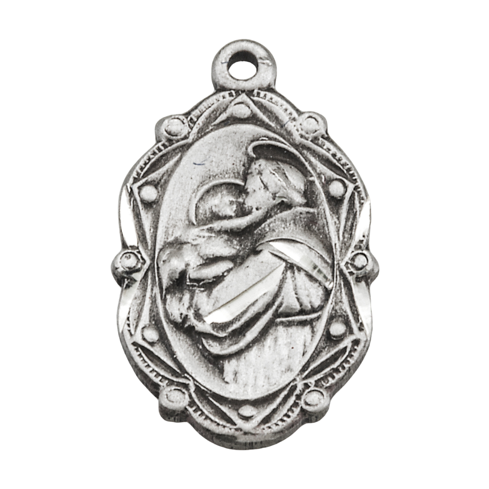 Saint Anthony Sterling Silver Oval Medal Necklace — 18" Chain, Made in USA
