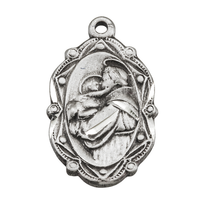 Saint Anthony Sterling Silver Oval Medal Necklace — 18" Chain, Made in USA