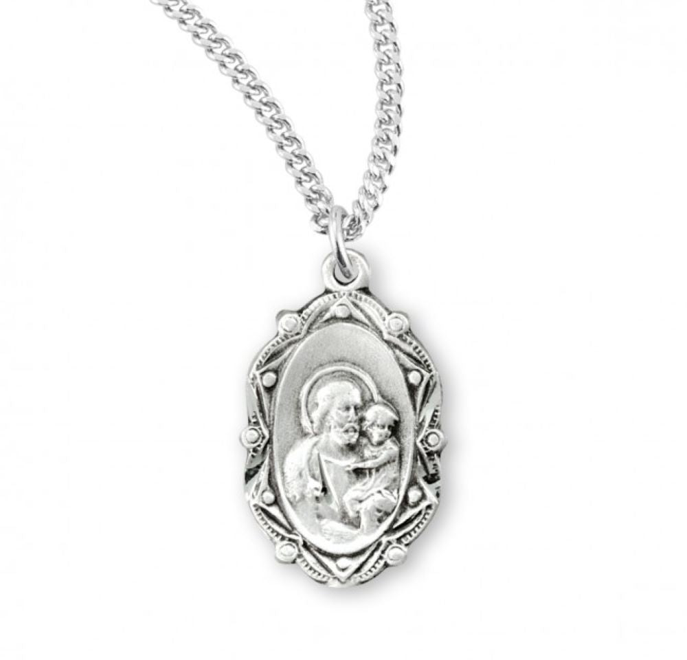Saint Joseph Oval Sterling Silver Medal, Catholic Gift, Made in USA