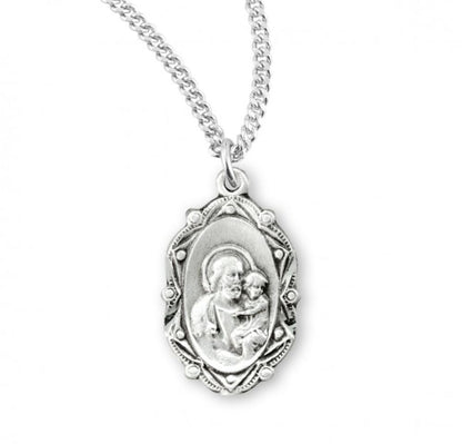 Saint Joseph Oval Sterling Silver Medal, Catholic Gift, Made in USA