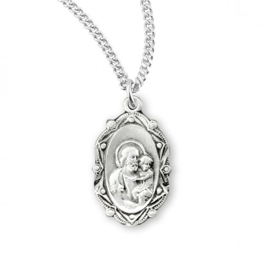Saint Joseph Oval Sterling Silver Medal, Catholic Gift, Made in USA